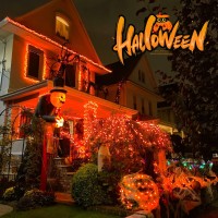 Orange Halloween Lights Outdoor 200 Led String Lights Indoor 8 Modes 66Ft Extendable Twinkle Lights Plug In For Thanksgiving