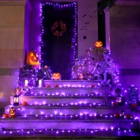 Purple Halloween Lights Outdoor Waterproof 200 Led String Lights Indoor 8 Modes 66Ft Extendable Twinkle Lights Plug In For Ca