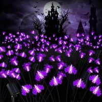 Outdoor Halloween Decorations Swaying Solar Spiders And Bats Lights 2Pcs 12Led Firefly Lights 8 Modes Halloween Lights Water