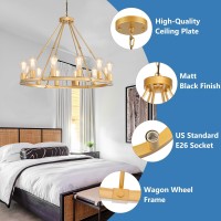 9Mmml Gold Wagon Wheel Chandelier 12Light Industrial Pendant Light 315 Farmhouse Ceiling Hanging Chandelier Light Fixture