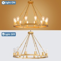 9Mmml Gold Wagon Wheel Chandelier 12Light Industrial Pendant Light 315 Farmhouse Ceiling Hanging Chandelier Light Fixture