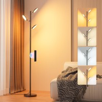 Bedee Led Floor Lamp For Living Room 30W Dimmable Standing Light With 4 Color Temperature 3 Rotatable Led Tree Floor Lamp With