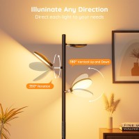 Bedee Led Floor Lamp For Living Room 30W Dimmable Standing Light With 4 Color Temperature 3 Rotatable Led Tree Floor Lamp With