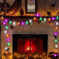 Halloween Lights Outdoor Indoor 20Ft 40 Led Halloween String Lights Battery Operated Pumpkin Bat Spider Ghost Decor Lights With