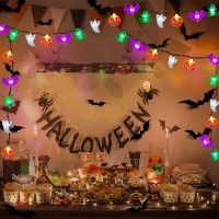 Halloween Lights Outdoor Indoor 20Ft 40 Led Halloween String Lights Battery Operated Pumpkin Bat Spider Ghost Decor Lights With