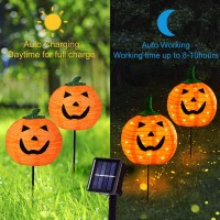 Solar Halloween Pumpkin Led Lights Set Of 2 Big Pumpkin Stake Lights 2 Modes For Outdoor Halloween Pathway Yard Garden Decorati