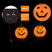 Solar Halloween Pumpkin Led Lights Set Of 2 Big Pumpkin Stake Lights 2 Modes For Outdoor Halloween Pathway Yard Garden Decorati