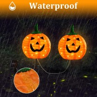 Solar Halloween Pumpkin Led Lights Set Of 2 Big Pumpkin Stake Lights 2 Modes For Outdoor Halloween Pathway Yard Garden Decorati