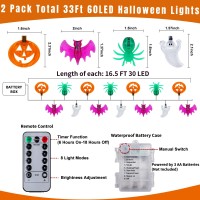 2 Pack Halloween Lights Outdoor Indoor Total 33Ft 60 Led Pumpkin Bat Spider Ghost Halloween String Lights Battery Operated With