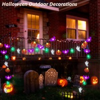 2 Pack Halloween Lights Outdoor Indoor Total 33Ft 60 Led Pumpkin Bat Spider Ghost Halloween String Lights Battery Operated With