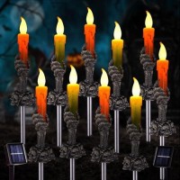 Illuminew Halloween Pathway Lights 10 Pack Candle Skull Hand Candle Holder Led Halloween Decor Candle Lights Solar Powered In