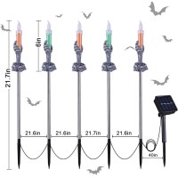 Illuminew Halloween Pathway Lights 10 Pack Candle Skull Hand Candle Holder Led Halloween Decor Candle Lights Solar Powered In