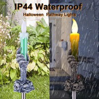 Illuminew Halloween Pathway Lights 10 Pack Candle Skull Hand Candle Holder Led Halloween Decor Candle Lights Solar Powered In