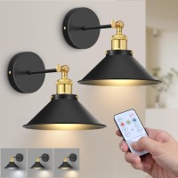 Zinlite Battery Operated Wall Sconce Set Of 2 Vintage Wireless Wall Sconces With Remote Dimmable Led Wall Lights Wall Lamp Fixtu