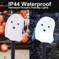 Brightdeck Solar Halloween Ghost Pathway Lights 10 Pack Ghost Stake Lights Durable Waterproof Outdoor Halloween Decoration For