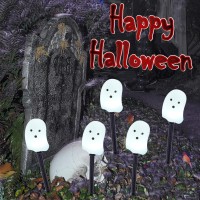 Brightdeck Solar Halloween Ghost Pathway Lights 10 Pack Ghost Stake Lights Durable Waterproof Outdoor Halloween Decoration For