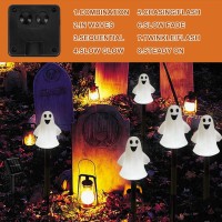 Solar Halloween Ghost Pathway Lights Decorations Halloween Ghost Stake Lights Set Of 5 Lighted 3D Ghost Outdoor Waterproof For