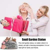 Snail Garden Statue Outdoor Decor Art Solar Led Light Welcome Sign Sculpture Auspicious Snail Resin Figurine Yard Porch Patio La