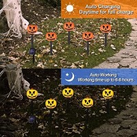 Solar Halloween Pumpkin Pathway Lights Decorations Halloween Pumpkin Stake Lights Set Of 5 Lighted 3D Pumpkin Outdoor Waterpro