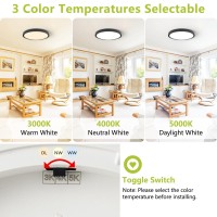 Yelioled Dimmable 6Pk 12 Inch Led Flush Mount Ceiling Light 24W 2400Lm 3000K4000K5000K Cct Selectable Led Ceiling Light Flat