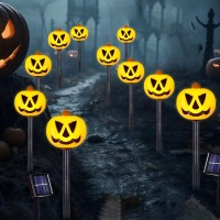 Halloween Pumpkin Stake Lights Set Of 10 Decorative Solar Pumpkin Lights Waterproof Halloween Decorations For Outdoor Garden A