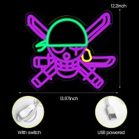 One Piece Neon Lights One Piece Zoro Neon Signs For Wall Decor Anime Zoro Skull Neon Sign Wall For Bedroom Game Room Wall Room P