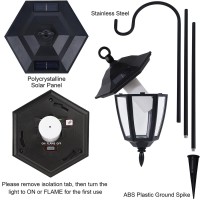 Dynaming 4 Pack Solar Halloween Flame Hanging Lights Outdoor Flickering Flame Led Garden Lanterns With 4X38 Inch Shepherd Hooks