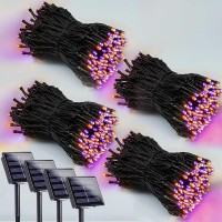 4Pack Solar String Lights Outdoor 400 Led 132Ft Solar Halloween Lights With 8 Lighting Modes Waterproof Black Wire Solar Tree