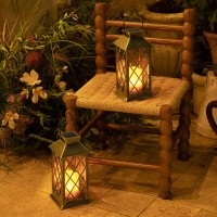 2Pack 11 Outdoor Solar Lanterns Waterproof Garden Patio Flickering Candle Mission Lantern Lights For Tabletop Outside Party