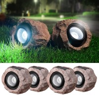 Dgscak Solar Rock Lights Outdoor 4 Pack Solar Rock Lights Super Bright Solar Spotlights Outdoor Waterproof Adjustable Light An