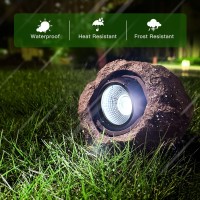 Dgscak Solar Rock Lights Outdoor 4 Pack Solar Rock Lights Super Bright Solar Spotlights Outdoor Waterproof Adjustable Light An