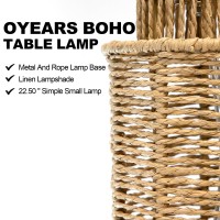 Oyears 225 Boho Table Lamps Set Of 2 For Living Room Bedside Lamp For Nightstands Rattan Lamp For Bedroom Farmhouse Table