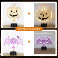 Brightdeck 2 Pcs Batpumpkin Lights Halloween Neon Sign Night Lights Usb Or Battery Operated Halloween Lights Halloween Home D