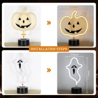 Brightdeck 2 Pcs Ghostpumpkin Lights Halloween Neon Sign Night Lights Usb Or Battery Operated Halloween Lights Halloween Home