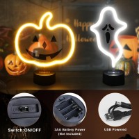 Brightdeck 2 Pcs Ghostpumpkin Lights Halloween Neon Sign Night Lights Usb Or Battery Operated Halloween Lights Halloween Home