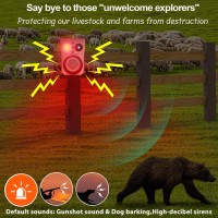 Solar Outdoorindoor Motion Sensor Alarm Loud Noise Maker Detector Strobe Lights With Alarm Sound And Barking And Gunshot Sou