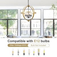 Treekee Chandelier Farmhouse Hanging Lighting 4Light Globe Orb Chandelier Adjustable Modern Pendant Light Fixture For Dining