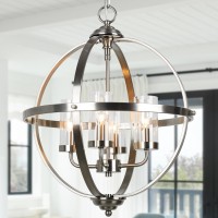 Treekee Chandelier Farmhouse Hanging Lighting 4Light Globe Orb Chandelier Adjustable Modern Farmhouse Pendant Light Fixture F