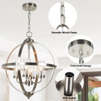 Treekee Chandelier Farmhouse Hanging Lighting 4Light Globe Orb Chandelier Adjustable Modern Farmhouse Pendant Light Fixture F