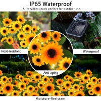 Solar Garden Lights Outdoor 2 Pack Solar Sunflower Lights With 46 Lifelike Sunflower Waterproof 90 Bright Led Fall Garden Deco