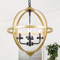 Treekee Chandelier Farmhouse Hanging Lighting 4Light Globe Orb Chandelier Adjustable Modern Farmhouse Pendant Light Fixture F