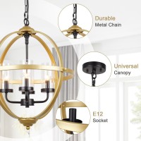 Treekee Chandelier Farmhouse Hanging Lighting 4Light Globe Orb Chandelier Adjustable Modern Farmhouse Pendant Light Fixture F