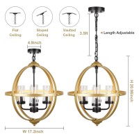 Treekee Chandelier Farmhouse Hanging Lighting 4Light Globe Orb Chandelier Adjustable Modern Farmhouse Pendant Light Fixture F