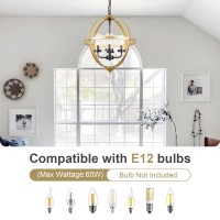 Treekee Chandelier Farmhouse Hanging Lighting 4Light Globe Orb Chandelier Adjustable Modern Farmhouse Pendant Light Fixture F