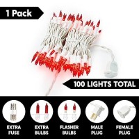 Joiedomi Christmas Lights Outdoor 100 Count Christmas Tree Lights Indoor 195Ft Red String Lights With White Wire Xmas Decoratio