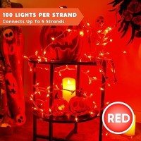 Joiedomi Christmas Lights Outdoor 100 Count Christmas Tree Lights Indoor 195Ft Red String Lights With White Wire Xmas Decoratio