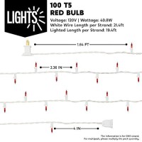 Joiedomi Christmas Lights Outdoor 100 Count Christmas Tree Lights Indoor 195Ft Red String Lights With White Wire Xmas Decoratio