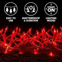 Joiedomi Christmas Lights Outdoor 100 Count Christmas Tree Lights Indoor 195Ft Red String Lights With White Wire Xmas Decoratio