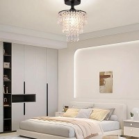 Frixchur Small Crystal Chandelier Flush Mount Ceiling Light 3 Tiers Raindrops Crystal Chandeliers For Bedroom Hallway Foyer Livi