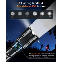 Super Bright Rechargeable Flashlights 2000000 High Lumens Waterproof Tactical Powerful Led Flashlight Battery Powered With 6 Mod